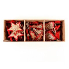 Украшения подвесные EnjoyMe Stars/Trees/Hearts, деревянные, в подарочной коробке, 30 шт.