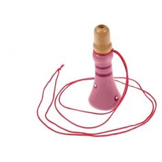 Свисток-дудочка на шнурке деревянный, розовый Bradex