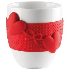 Кружка Guzzini Love белая с красной силиконовой вставкой