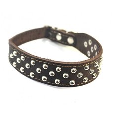 Ошейник кожаный коричневый CHOKERZ с металлическими клепками для маленьких и средних собак
