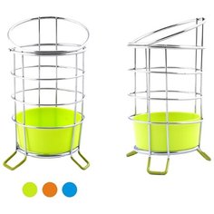 Подставка для приборов МультиДом AN52-40/ (круглая) хромированная+ поддон пластмассовый