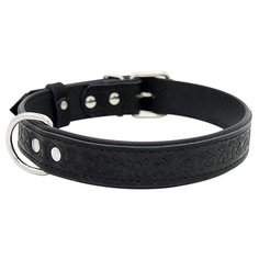 Ошейник для собак ZOOEXPRESS Hight Line с тиснением 30мм 55см черный