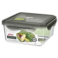 КОНТЕЙНЕР ДЛЯ ПРОДУКТОВ ГЕРМЕТИЧНЫЙ С КЛАПАНОМ "BRILLIANT" КВАДРАТНЫЙ 1,15Л (Черный) Phibo