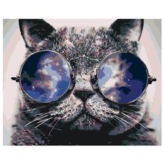 Стильный кот Раскраска по номерам на холсте Живопись по номерам KTMK-393606 40х50