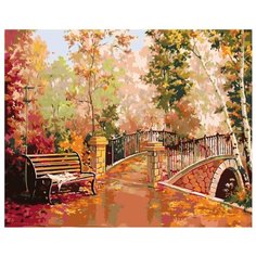 Мостик в осеннем парке Раскраска картина по номерам на холсте RA226 40х50