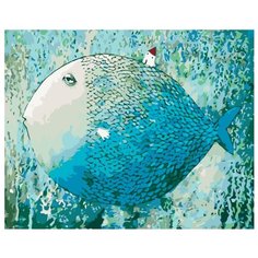 Рыба-кит Раскраска картина по номерам на холсте KTMK-189741 40х50