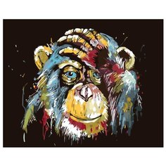 Портрет радужной шимпанзе Раскраска по номерам на холсте Живопись по номерам KTMK-59990 40х50