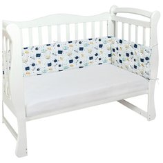 Двухсторонний бортик в кроватку 4 предмета (бортики на молнии) AmaroBaby Космос