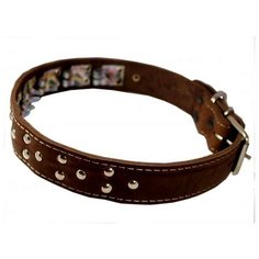 Кожанный строгий ошейник парфорс CHOKERZ с металлическими клепами 35 мм 55 см