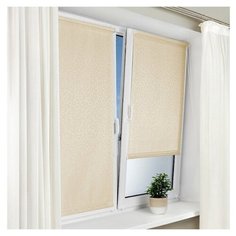 Рулонная штора с направляющими струнами Sola "Сантайм-жаккард Прима Кремовый", ширина 52 см