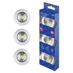 Светодиодный самоклеящийся фонарь-подсветка Pushlight 3Pack белый COB 3 Вт 3xAAA REV Ritter 29098 8