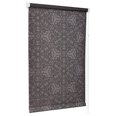 Рулонная штора с направляющими струнами Sola "Металлик принт" шоколад ширина