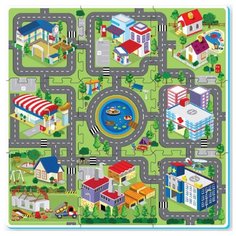 3007 Коврик пазл ПВХ город - трек (9 листов) полный принт Sunta