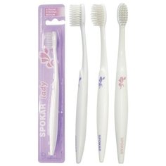 Spokar LADY medium. Антибактериальная зубная щетка Spokar Lady средней жесткости. Цвет - белый.