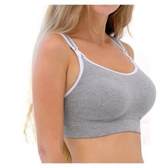 Б-221 Майка бесшовная укороченная для кормящих женщин "ФЭСТ" размер (158,164-92-98) серый меланж/белый