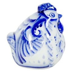 Статуэтка курочка Гжель ручная роспись Гжельский Фарфоровый Завод