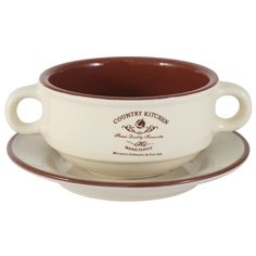 Суповая чашка на блюдце Terracotta "Кухня в стиле Кантри", керамика, 0.3 л (TLY923-CK-AL)