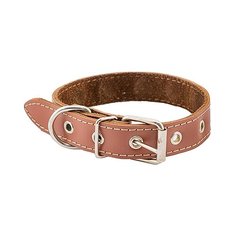 Ошейник для собак кожаный двухслойный, коричневый HOMEPET 30 мм 41-53 см