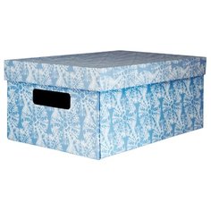 Складная коробка с крышкой "Nature Sea", Д300 Ш200 В130, белый, голубой Handy Home