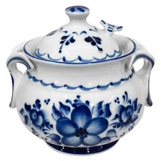 Горшок для мёда с пчёлкой Гжель ручная роспись Гжельский Фарфоровый Завод