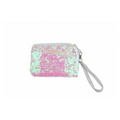 Lukky Косметичка с пайетками на двух сторонах, 2 цвета(белый),14х10 см, с ремешком Lucky