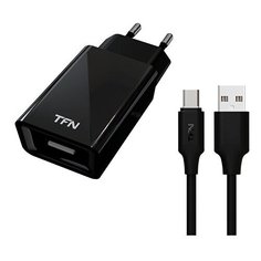 Сетевое зарядное устройство TFN, 1А, micro USB, черный