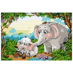 Картина по номерам Molly 20х30 см Слоны в джунглях