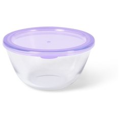 Миска Fissman с пластиковой крышкой 17x9 см / 1,05 л (стекло) (6527)