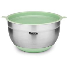 Миска Fissman 16x10 см / 1,5 л с крышкой, цвет ЗЕЛЕНЫЙ ЧАЙ (нерж.сталь) (5114)