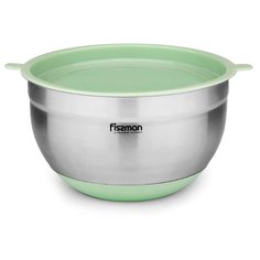 Миска Fissman 24x13,5 см / 4,5 л с крышкой, цвет ЗЕЛЕНЫЙ ЧАЙ (нерж.сталь) (5115)