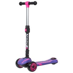 Самокат-кикборд Novatrack RainBow, подростковый, двухцветная платформа, свет деки и колес, музыка, ватер стикер, дизайн-машинка, фиолетовый