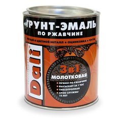 ГРУНТ- ЭМАЛЬ ПО РЖАВЧИНЕ "DALI" 3 В 1 МОЛОТКОВАЯ ЧЕРНАЯ 10 Л (1) "РОГНЕДА"