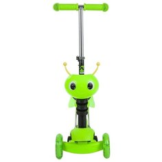Самокат-кикборд Novatrack Disco-kids, детский трансформер, свет.колеса PU 120*90мм, зеленый