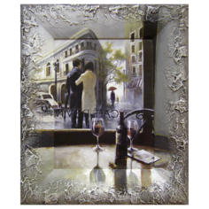 Картина в раме в интерьер Стильный подарок для дома Ручная работа Картина в деревянной раме Пара Романтика Вечер в кафе 1 20х25 Декарт