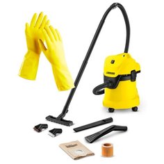 Пылесос для сухой и влажной уборки Karcher WD 3 Car Vac + латексные хозяйственные перчатки