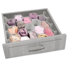 Разделители для ящиков "СОТЫ", набор 8 шт., 37x7 см, DRAWER ORGANIZER, серый, VALIANT