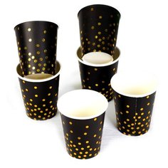 Стакан бумажный "Конфетти" с тиснением, набор 6 шт, цвет чёрный 3968821 Сима ленд