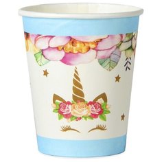 Стакан бумажный "Единорог и цветы" (набор 6 шт) 3747666 Сима ленд