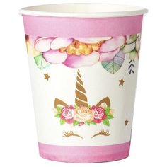 Стакан бумажный "Единорог и цветы" (набор 6 шт) цвет розовый 3747665 Сима ленд