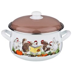Кастрюля эмалированная 3,3л индукция Agness Куриный переполох(951-012)