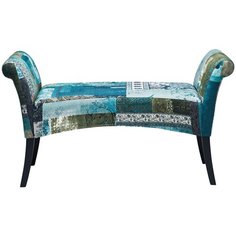 KARE Скамья с подлокотниками Motley, коллекция "Мотли" 107*62*38, Хлопок, Бук, Пенополиуретан, Синий