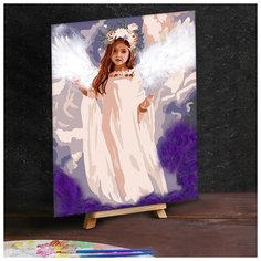 Картина по номерам с дополнительными элементами "Ангел в облаках", 30х40 см