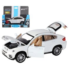 Машинка детская, металлическая, инерционная, Автопанорама, коллекционная, 1:32, BMW X6, белый, свет, звук, открываются двери