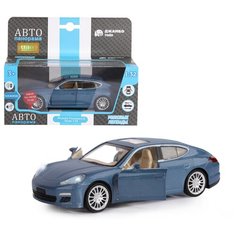 Машинка детская, металлическая, инерционная, Автопанорама, коллекционная, 1:32, Porsche Panamera S, синий, свет, звук, открываются двери.