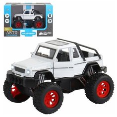 Машинка детская, металлическая, инерционная, Автопанорама, коллекционная, 1:32 "Внедорожник", белый, открываются двери, свет и звук