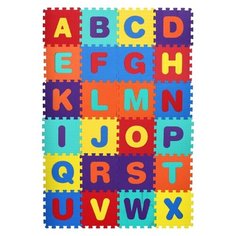 Развивающий коврик-пазл детский, Английский алфавит, 26 пазлов, размер одного пазла 31х31 см, толщина 1 см, фигурки вынимаются Компания Друзей
