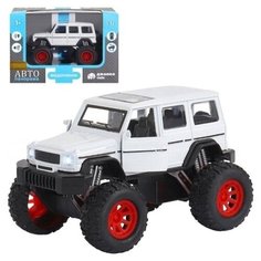 Машинка детская, металлическая, инерционная, Автопанорама, коллекционная, 1:32 "Внедорожник", белый, открываются двери, свет, звук.