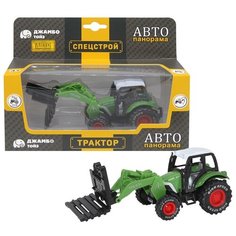 Машинка детская, металлическая, инерционная, Автопанорама, коллекционная, ТРАКТОР, зеленый, подвижные элементы, в/к 20,5*7,5*9 см