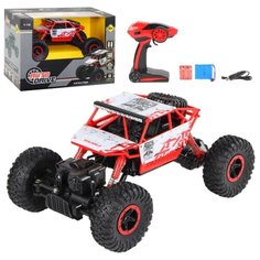 Машинка детская Краулер на радиоуправлении ТМ AUTODRIVE, масштаб 1:18, 2.4G, 4WD, с зарядкой, 5 каналов: вперед/назад, повороты, преодоление препятствий.32.0/18.0/23.0,цвет красно-белый