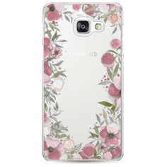 Силиконовый чехол Розовая цветочная рамка на Samsung Galaxy A3 2016 Case Place